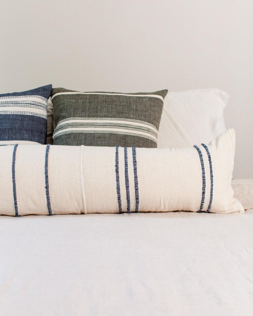 12 x 48" Ribbons Lumbar Pillow Cover - Navy-Throw Pillows-tbgypsysoul
