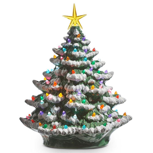 13" Vintage Lighted Ceramic Tree w/ Timer-Seasonal & Holiday Decorations-tbgypsysoul