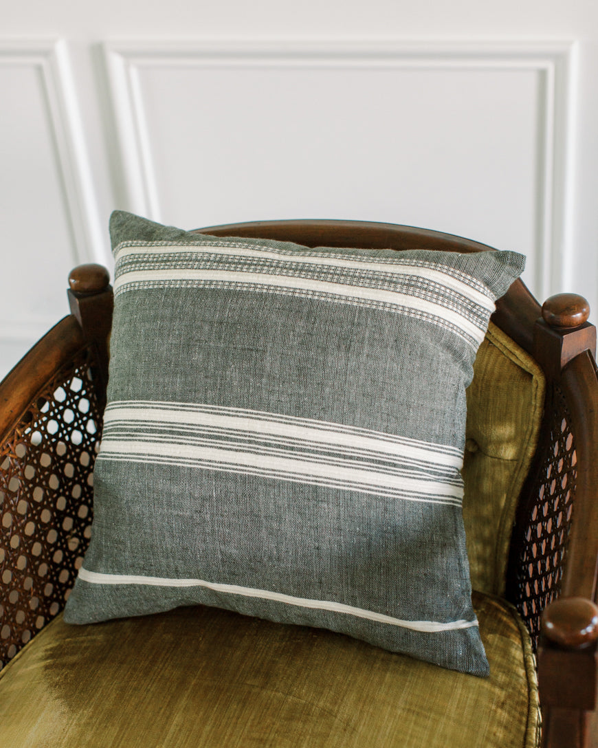18" Aden Throw Pillow Cover - Grey with Natural-Throw Pillows-tbgypsysoul