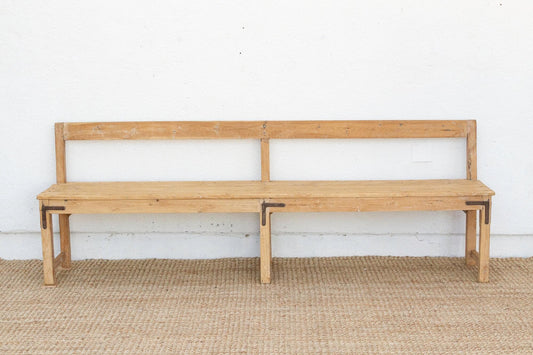 1860's French Bleached Wood Long Bench-Bench-tbgypsysoul