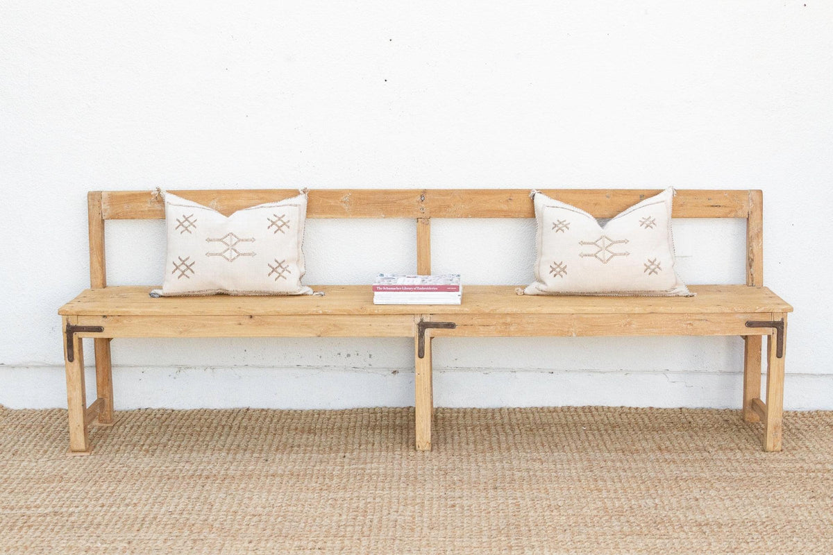 1860's French Bleached Wood Long Bench-Bench-tbgypsysoul
