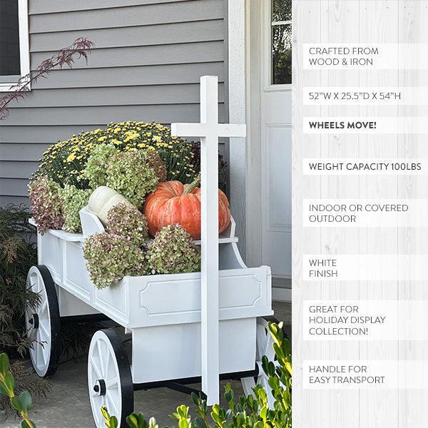 54 Inch Wood and Iron White Display Rolling Cart-General-tbgypsysoul