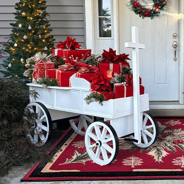 54 Inch Wood and Iron White Display Rolling Cart-General-tbgypsysoul