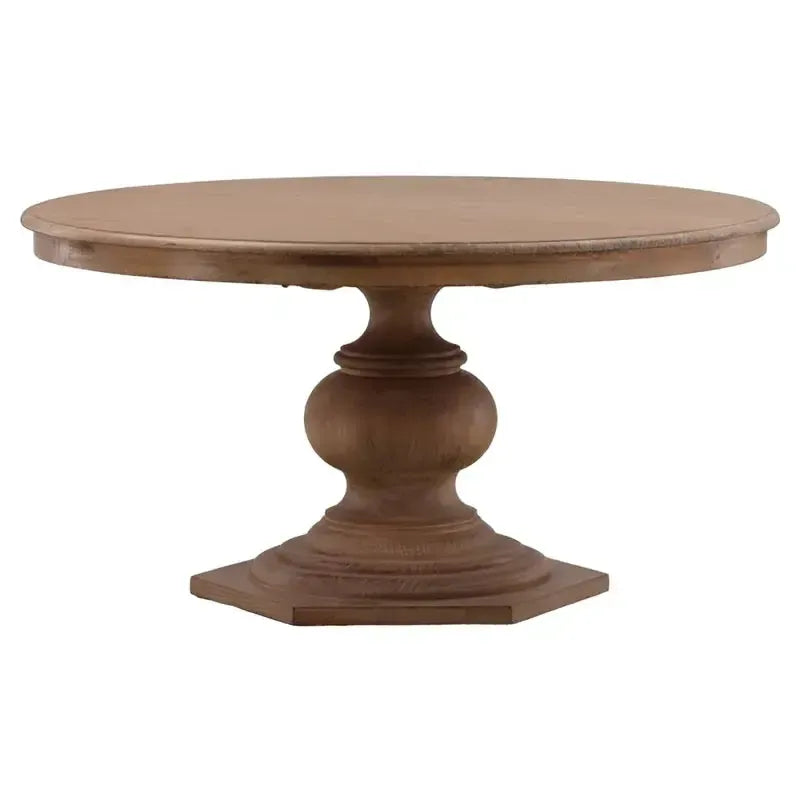 Reclaimed Pine Wood Round Pedestal Dining Table - White Glove Included.