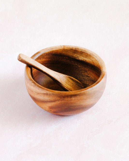 6" Acacia Wood Smoothie Bowl + Spoon-Tableware-tbgypsysoul