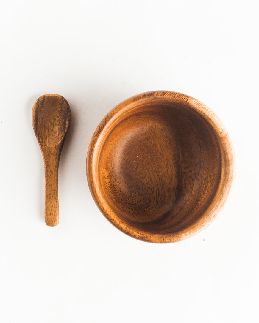 6" Acacia Wood Smoothie Bowl + Spoon-Tableware-tbgypsysoul