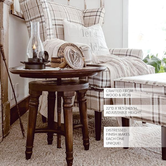 Adjustable Swivel Wooden Side Table-General-tbgypsysoul