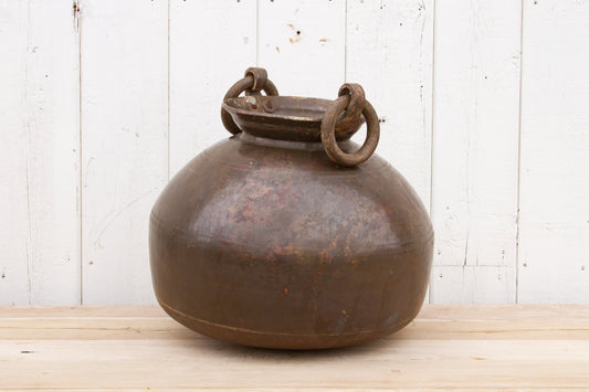 Aged Bronze Color Indian Water Container-Antique Planter-tbgypsysoul