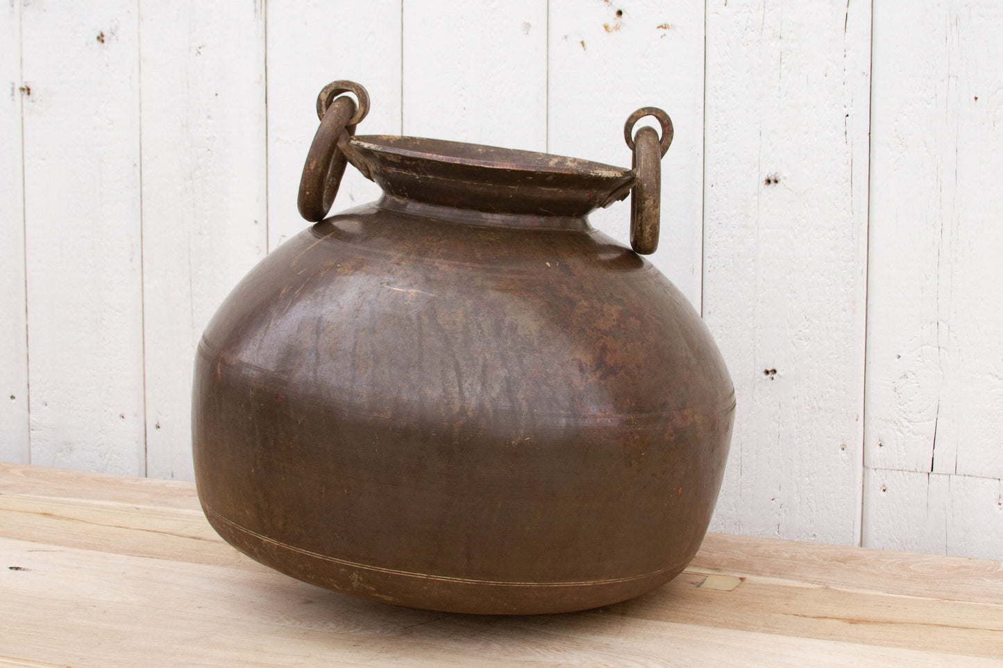 Aged Bronze Color Indian Water Container-Antique Planter-tbgypsysoul