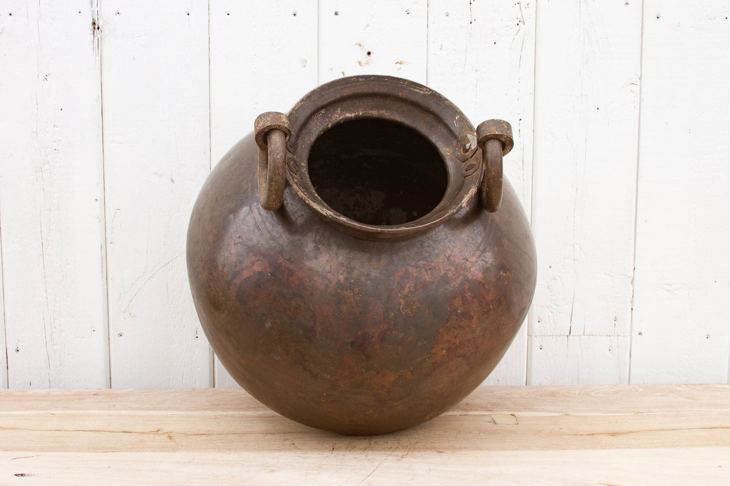 Aged Bronze Color Indian Water Container-Antique Planter-tbgypsysoul