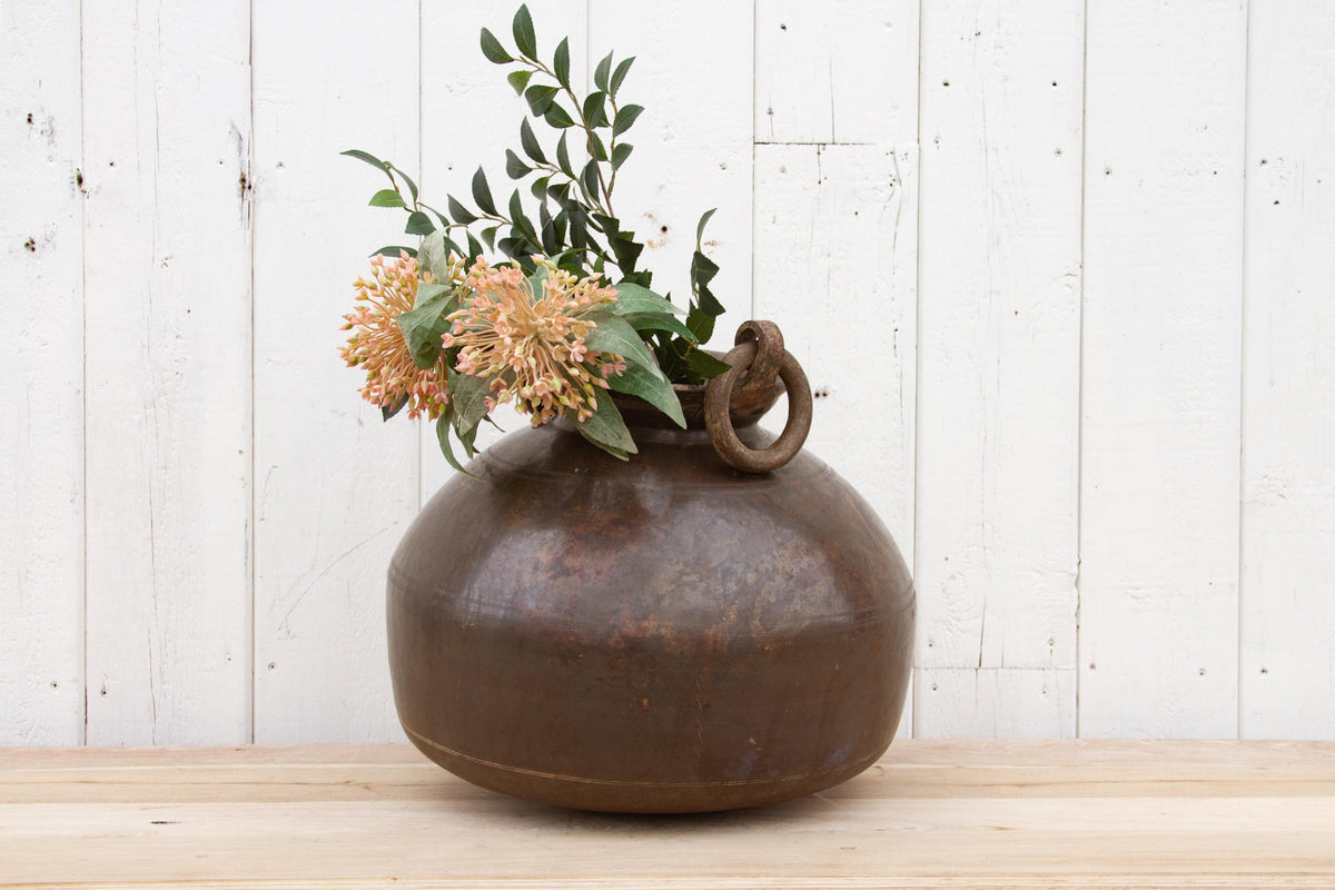 Aged Bronze Color Indian Water Container-Antique Planter-tbgypsysoul