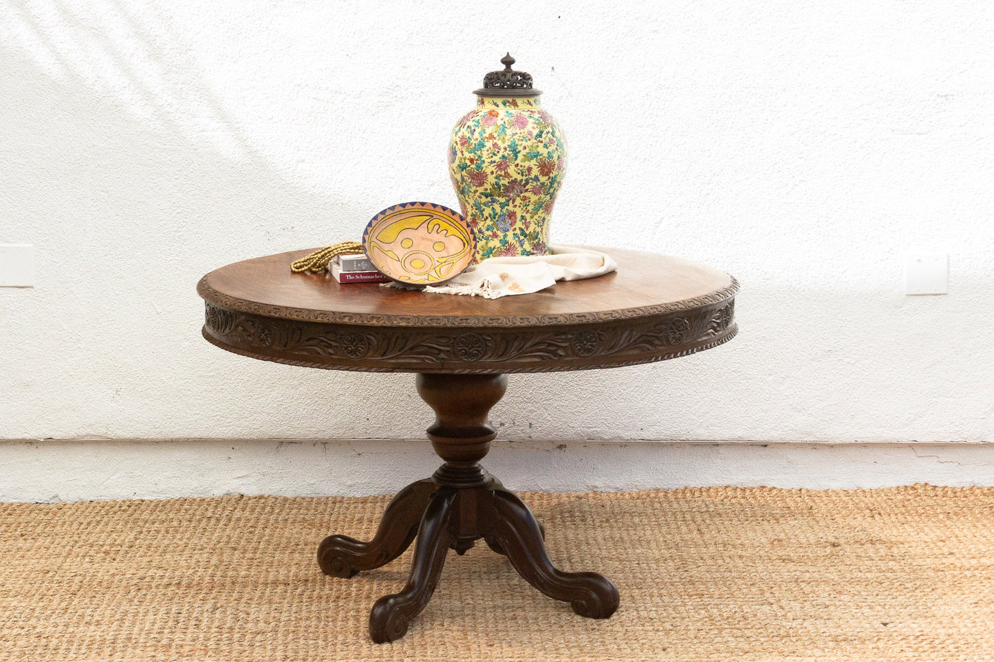 Anglo-Indian Round Rosewood Table-Dining Table-tbgypsysoul