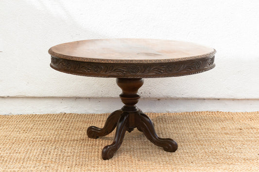 Anglo-Indian Round Rosewood Table-Dining Table-tbgypsysoul