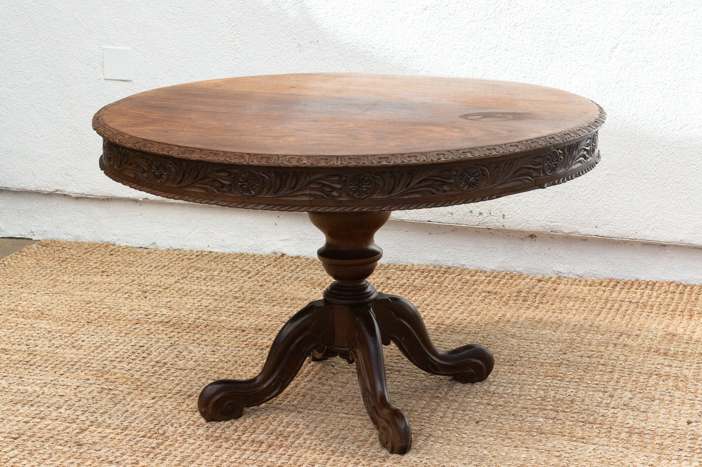 Anglo-Indian Round Rosewood Table-Dining Table-tbgypsysoul