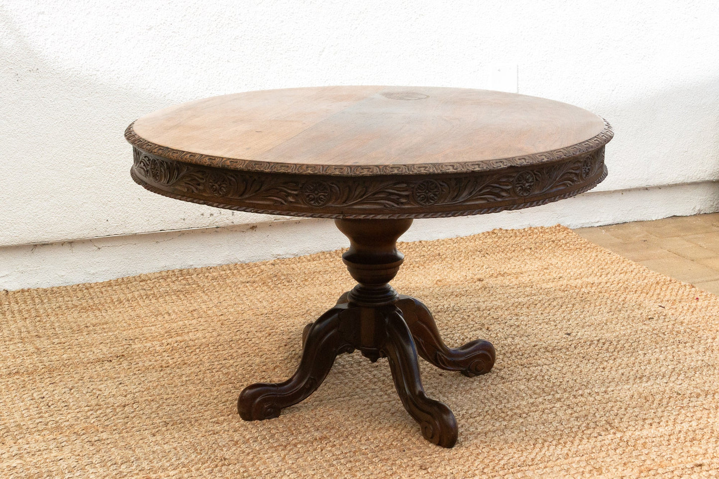 Anglo-Indian Round Rosewood Table-Dining Table-tbgypsysoul