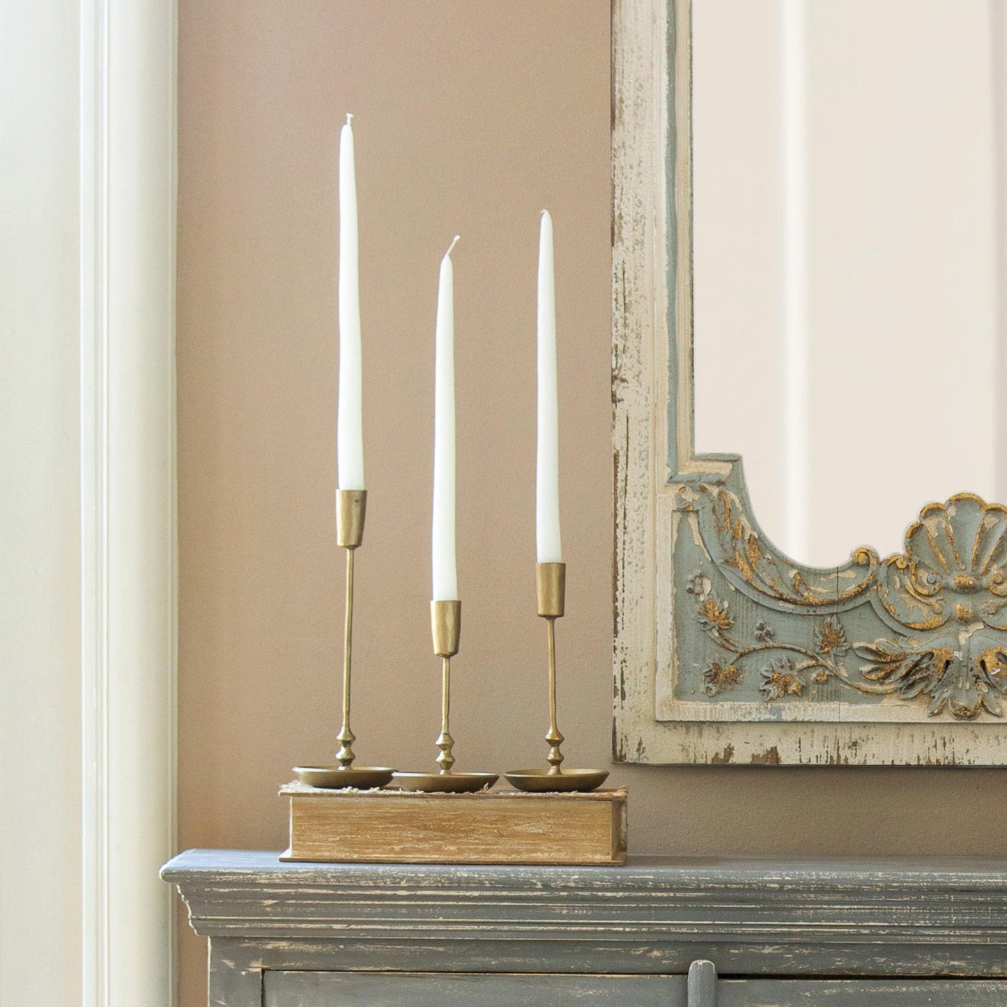 Antique Gold Taper Candle Holders - Set of 3-Home Decor-tbgypsysoul