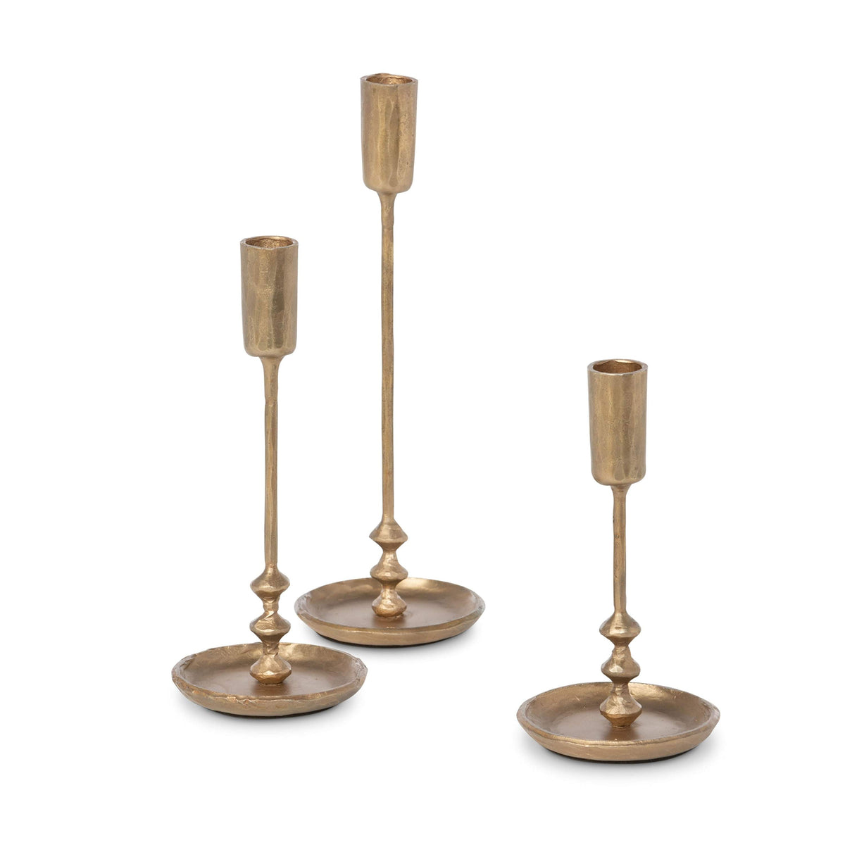 Antique Gold Taper Candle Holders - Set of 3-Home Decor-tbgypsysoul