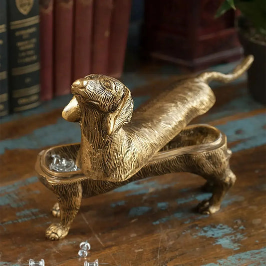Antiqued Brass Dachshund Storage Box-storage box-tbgypsysoul