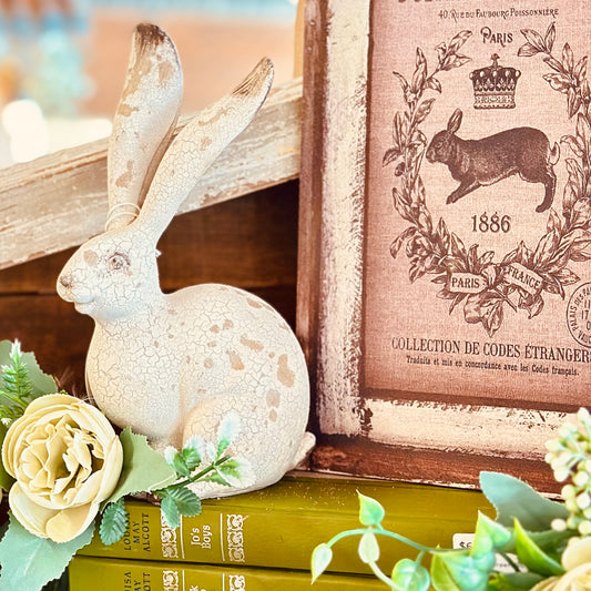 Antiqued French Country Jackrabbit-Easter Home Decor-tbgypsysoul