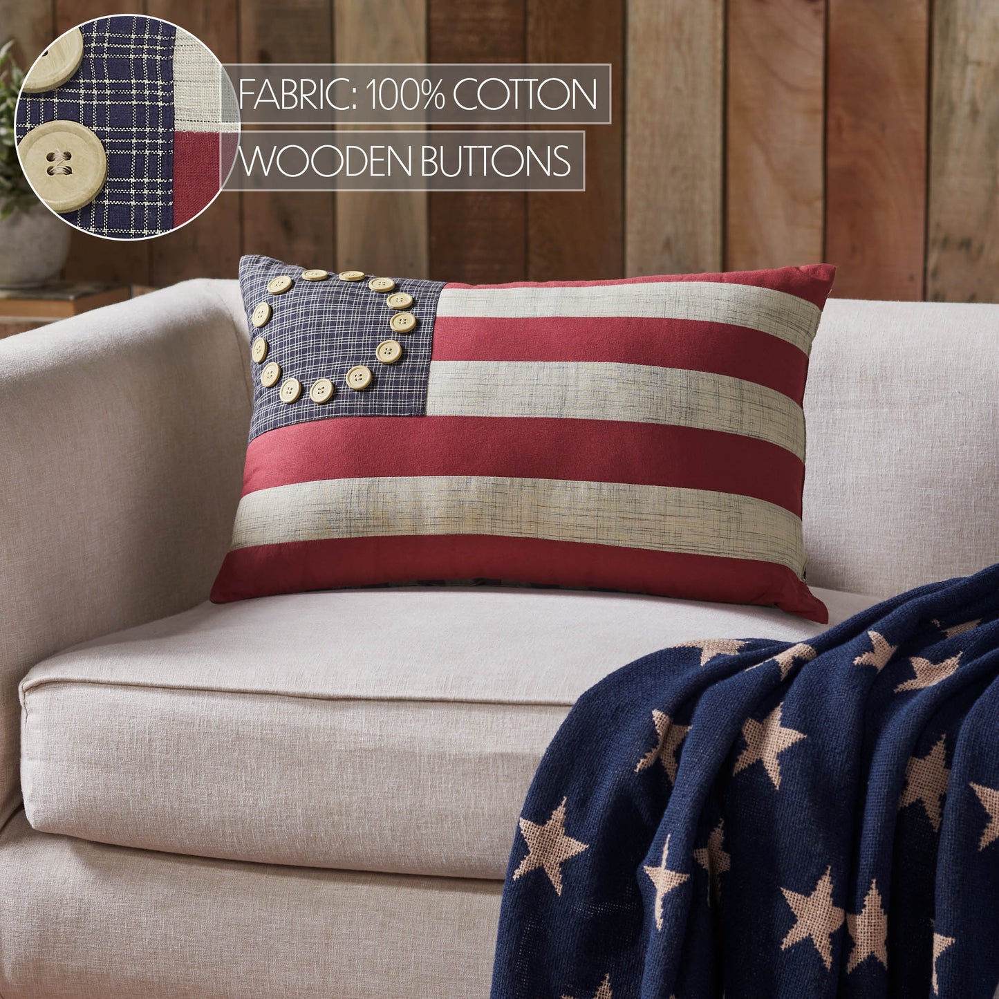 Betsy Ross Button American Flag Pillow-Pillows-tbgypsysoul