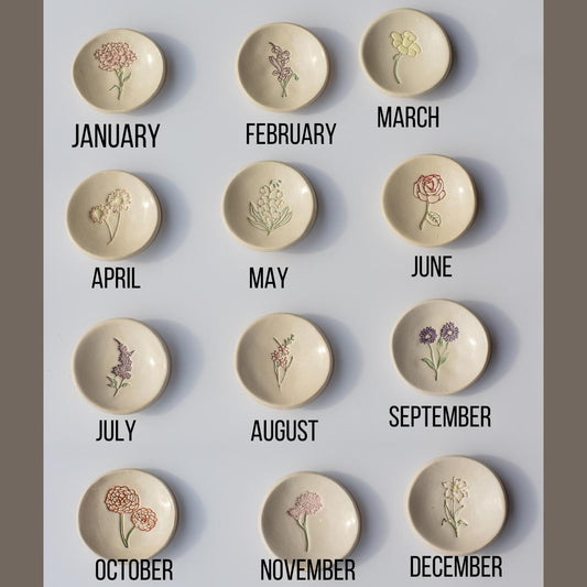 Birth Flower Ring Dish-Ceramic-tbgypsysoul