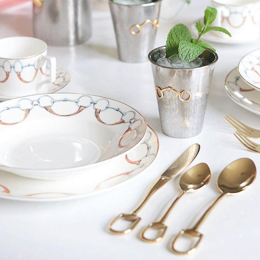 Bit Five piece Flatware Set - Stainless Steel Shiny Gold-Equestrian-tbgypsysoul