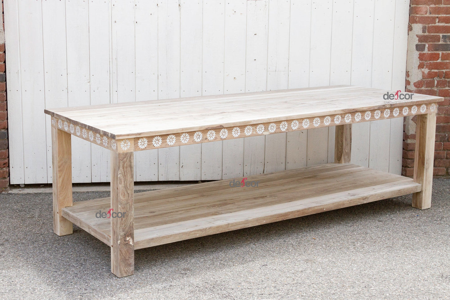Bleached Teak Mother of Pearl Blossom Table-Entryway Table-tbgypsysoul