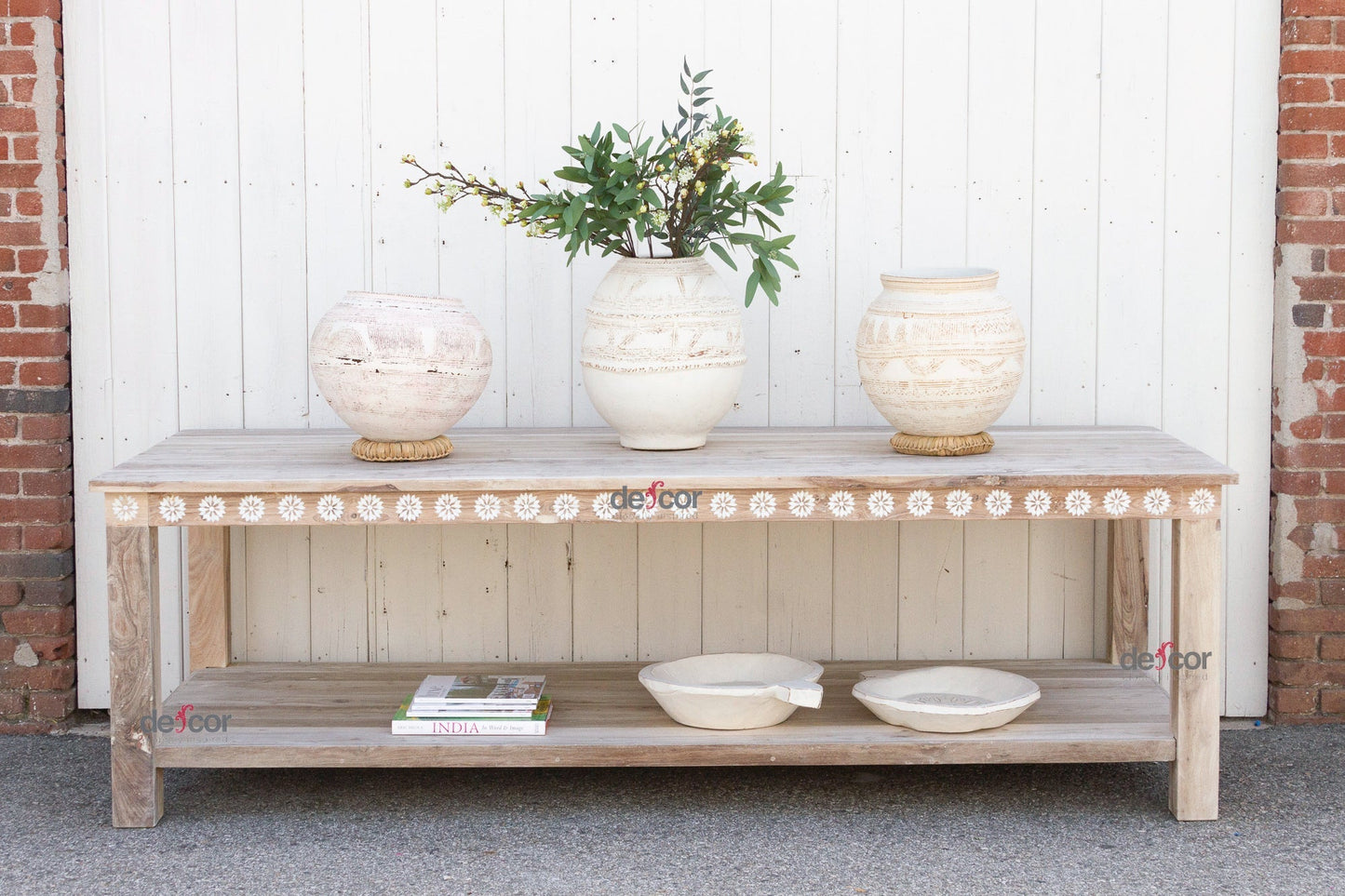 Bleached Teak Mother of Pearl Blossom Table-Entryway Table-tbgypsysoul