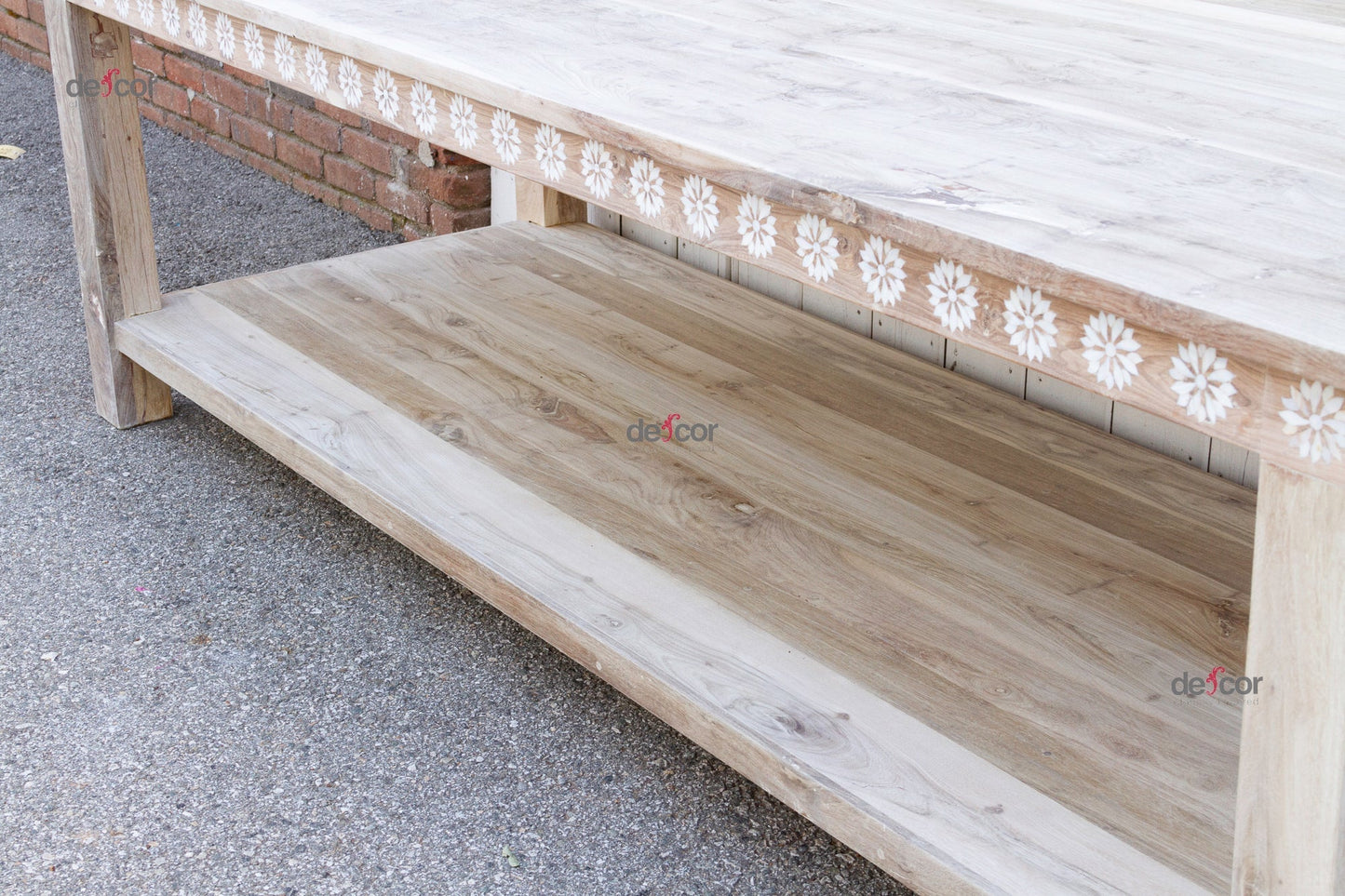 Bleached Teak Mother of Pearl Blossom Table-Entryway Table-tbgypsysoul