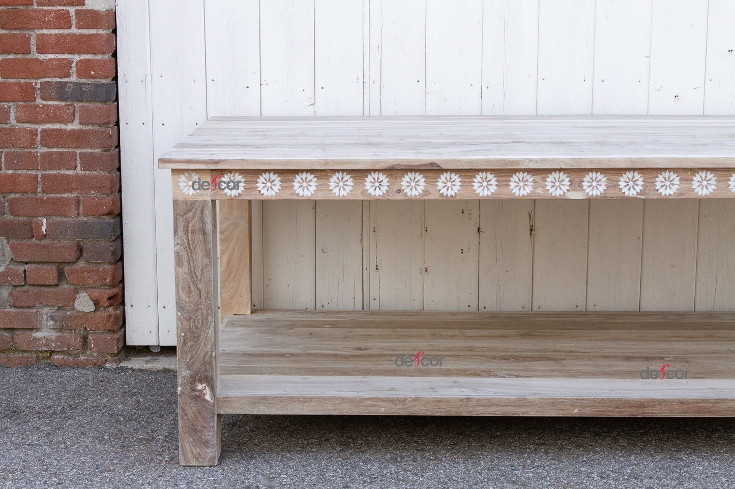 Bleached Teak Mother of Pearl Blossom Table-Entryway Table-tbgypsysoul