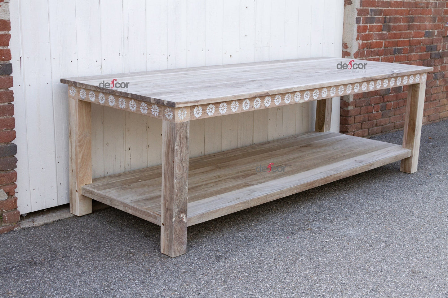 Bleached Teak Mother of Pearl Blossom Table-Entryway Table-tbgypsysoul
