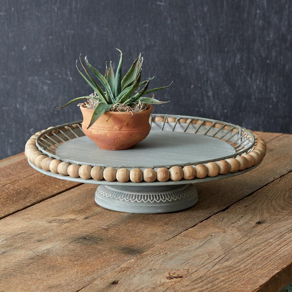 boho-wood-beaded-cake-stand-cake-stands-ctw-Threadbare Gypsy Soul