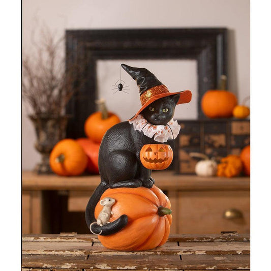 Cat Witch on Pumpkin by Bethany Lowe Designs-Figurines-tbgypsysoul