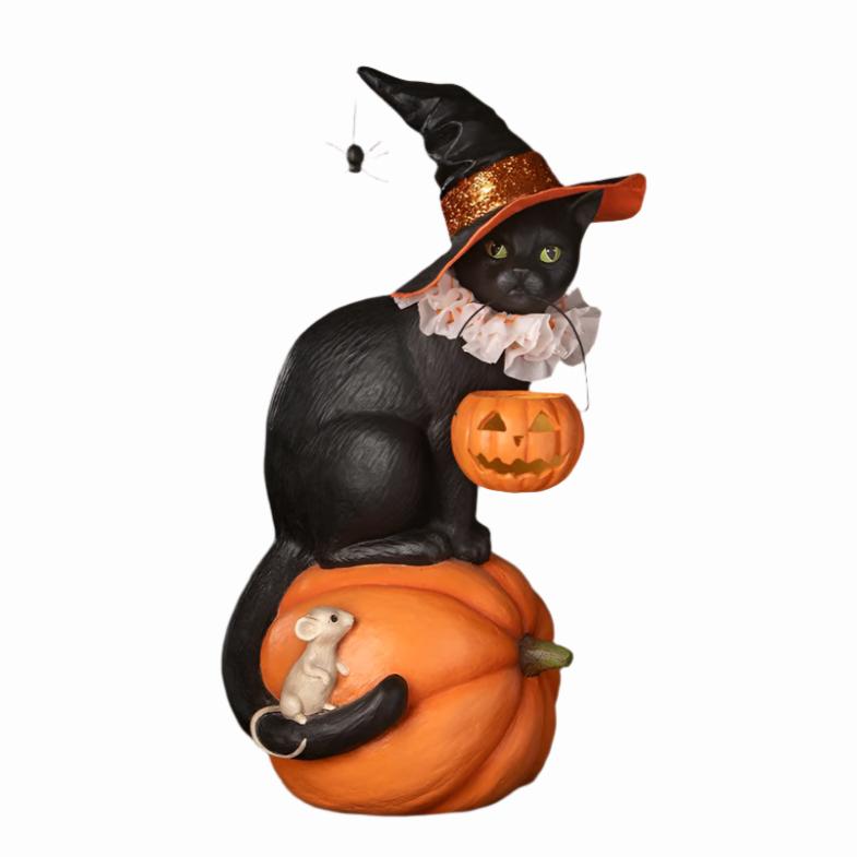 Cat Witch on Pumpkin by Bethany Lowe Designs-Figurines-tbgypsysoul