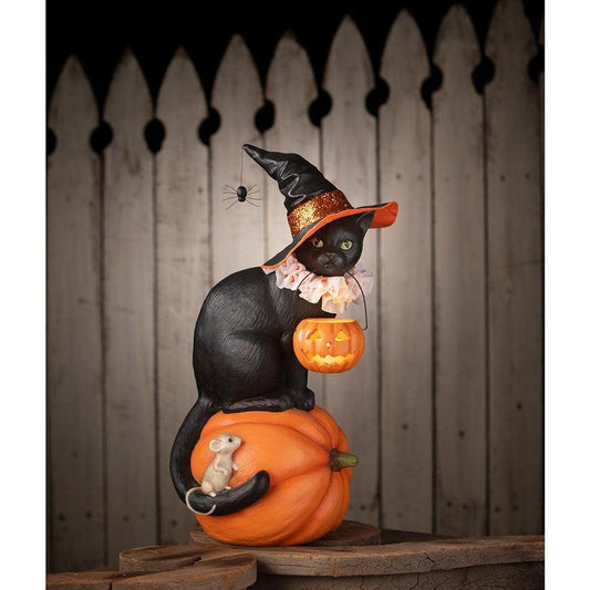 Cat Witch on Pumpkin by Bethany Lowe Designs-Figurines-tbgypsysoul
