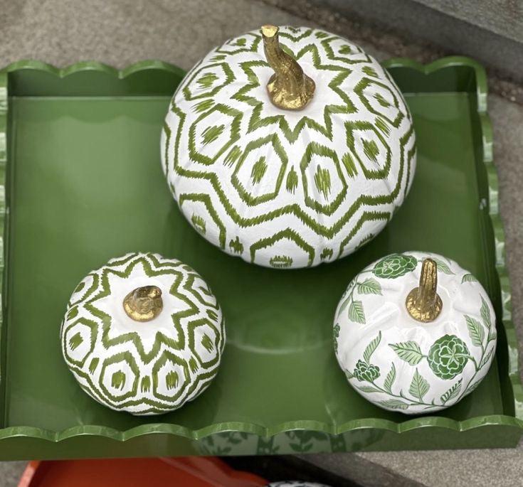 Chinoiserie Pumpkin Bundle – Hand-Painted Metal Pumpkins in Elegant Designs-tbgypsysoul