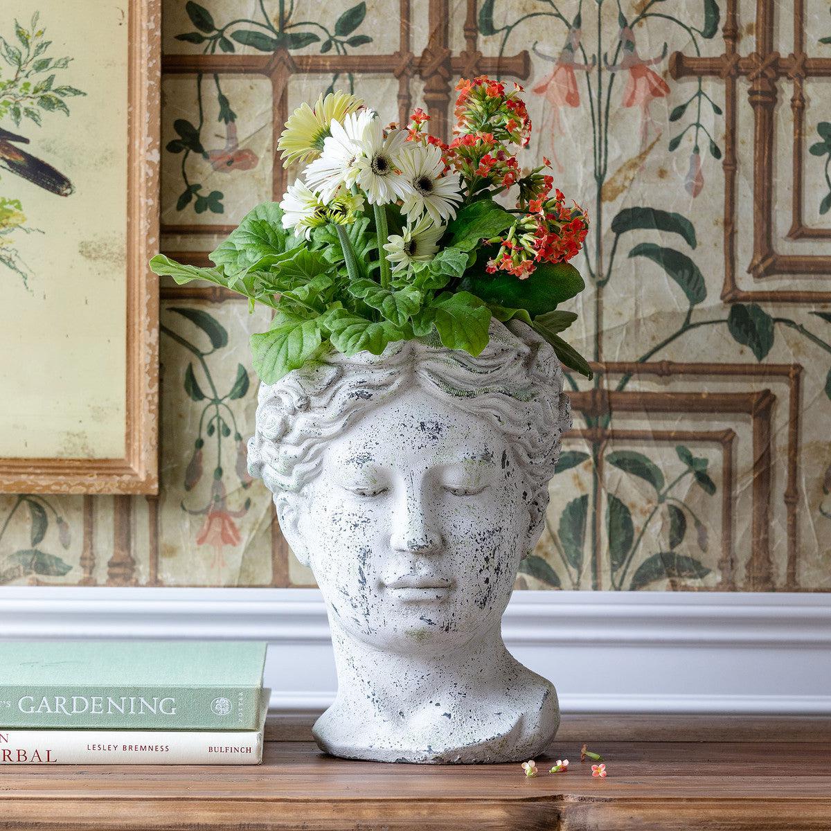 Concrete Bust Planter, Large-Vase-tbgypsysoul