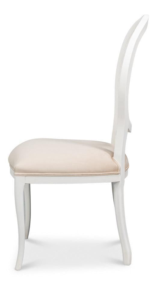 Cortina White, Velvet Taupe Oval Cane Back Dining Chair, Set of 2 - White Glove Included-Dining Chair-tbgypsysoul