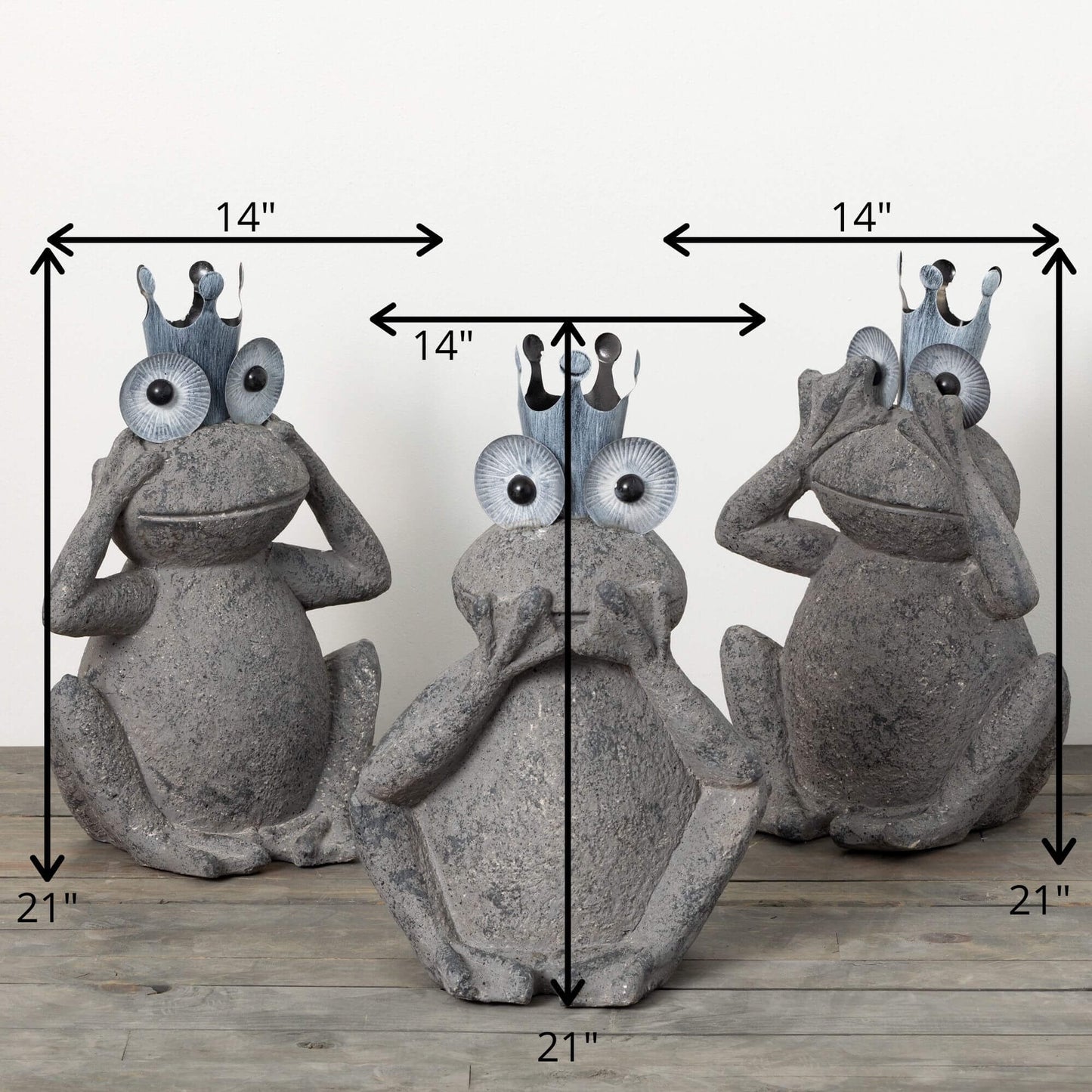 Crowned Frog Garden Statues - Set of 3-tbgypsysoul