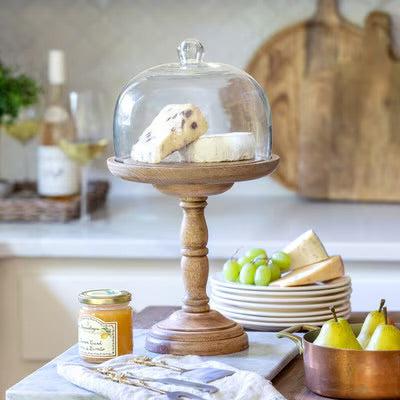 Elevated Wood Server with Glass Dome, 16"-tbgypsysoul