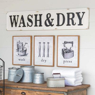 Embossed Metal Wash & Dry Sign-Decorative Signs-tbgypsysoul