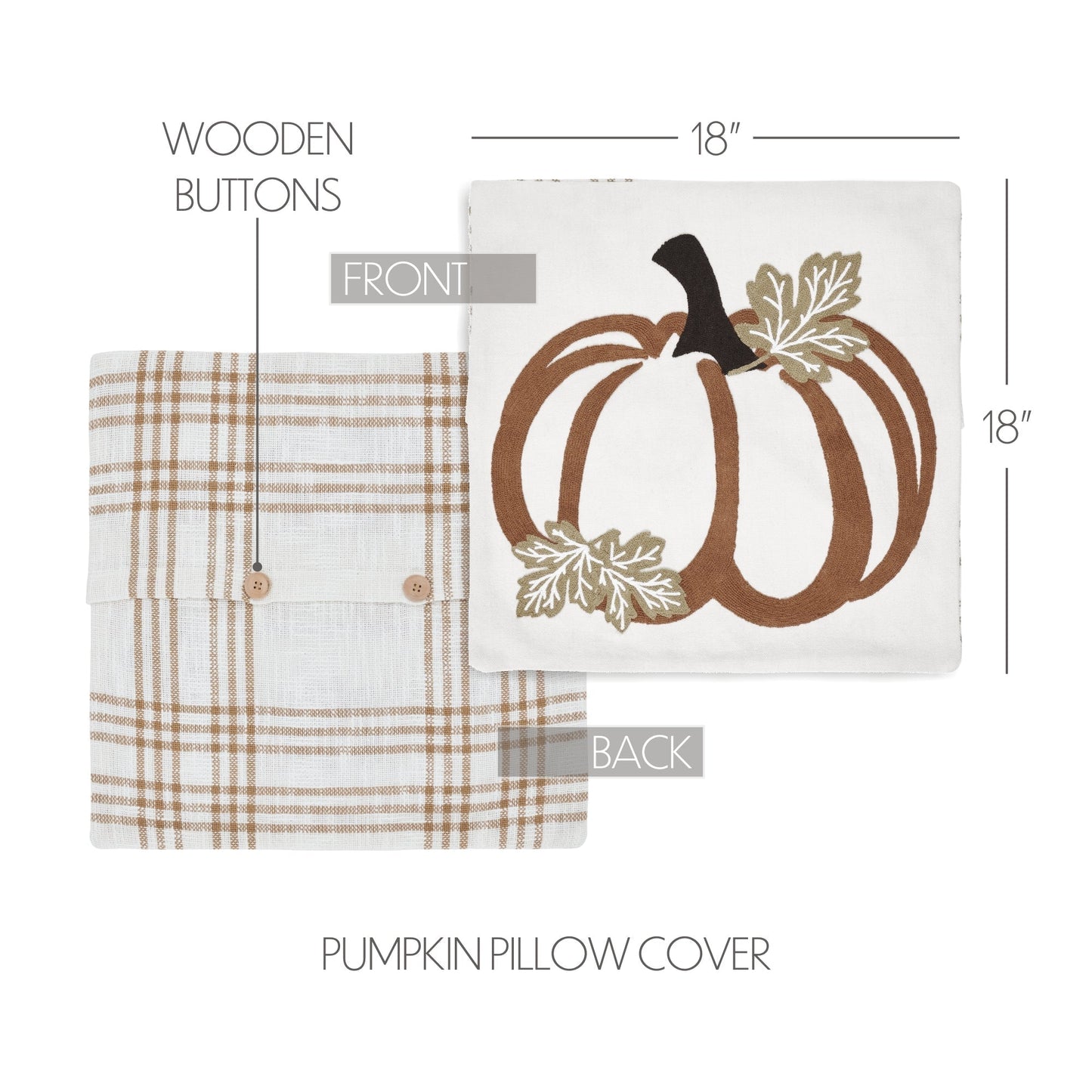Embroidered Farmhouse Plaid Pumpkin Pillow Cover-Throw Pillow-tbgypsysoul
