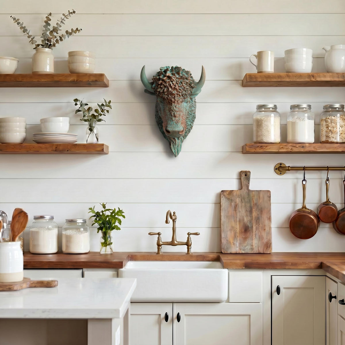 Faux Bison Sculpture-Wall Decor-tbgypsysoul