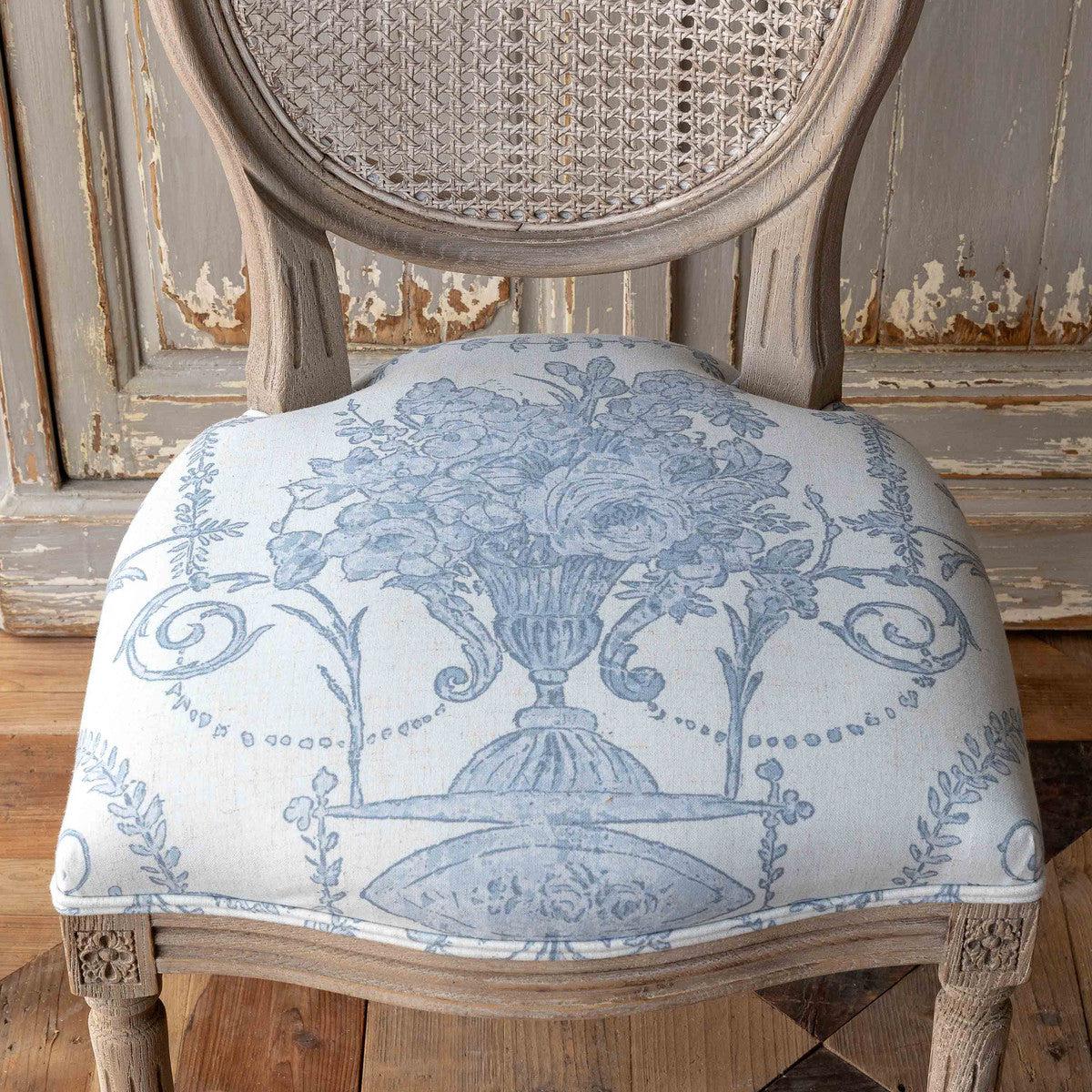 French Blue Bouquet Cane Back Dining Chair-Dining Chair-tbgypsysoul