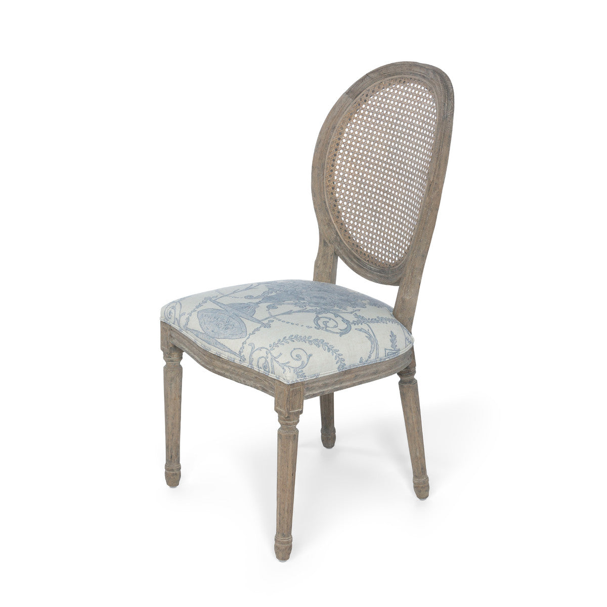French Blue Bouquet Cane Back Dining Chair-Dining Chair-tbgypsysoul