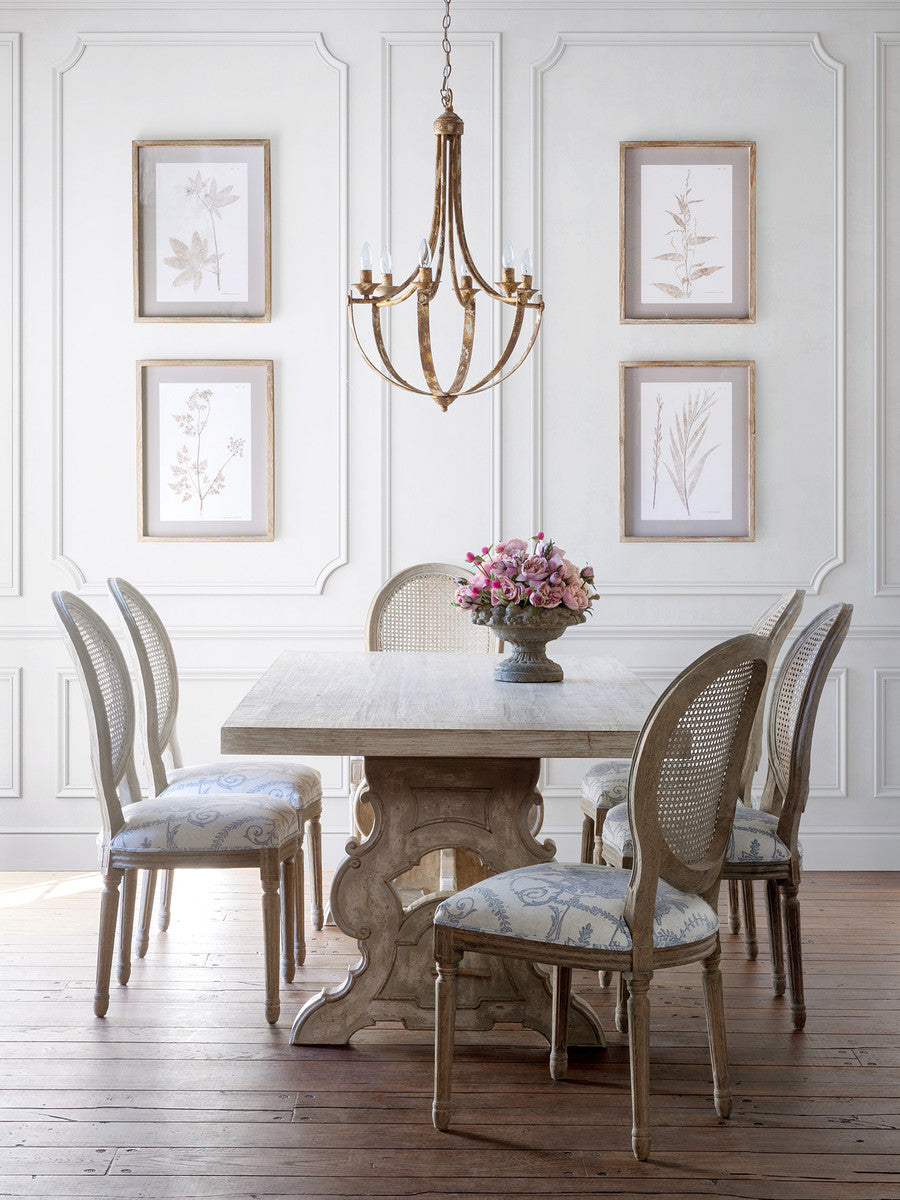 French Blue Bouquet Cane Back Dining Chair-Dining Chair-tbgypsysoul