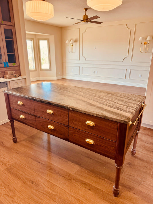 French Country Farmhouse Kitchen Island - Custom, Handmade; Choose your size, finish, and hardware-Kitchen Island-tbgypsysoul