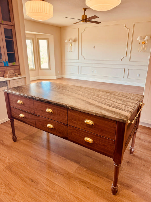 French Country Farmhouse Kitchen Island - Custom, Handmade; Choose your size, finish, and hardware-Kitchen Island-tbgypsysoul