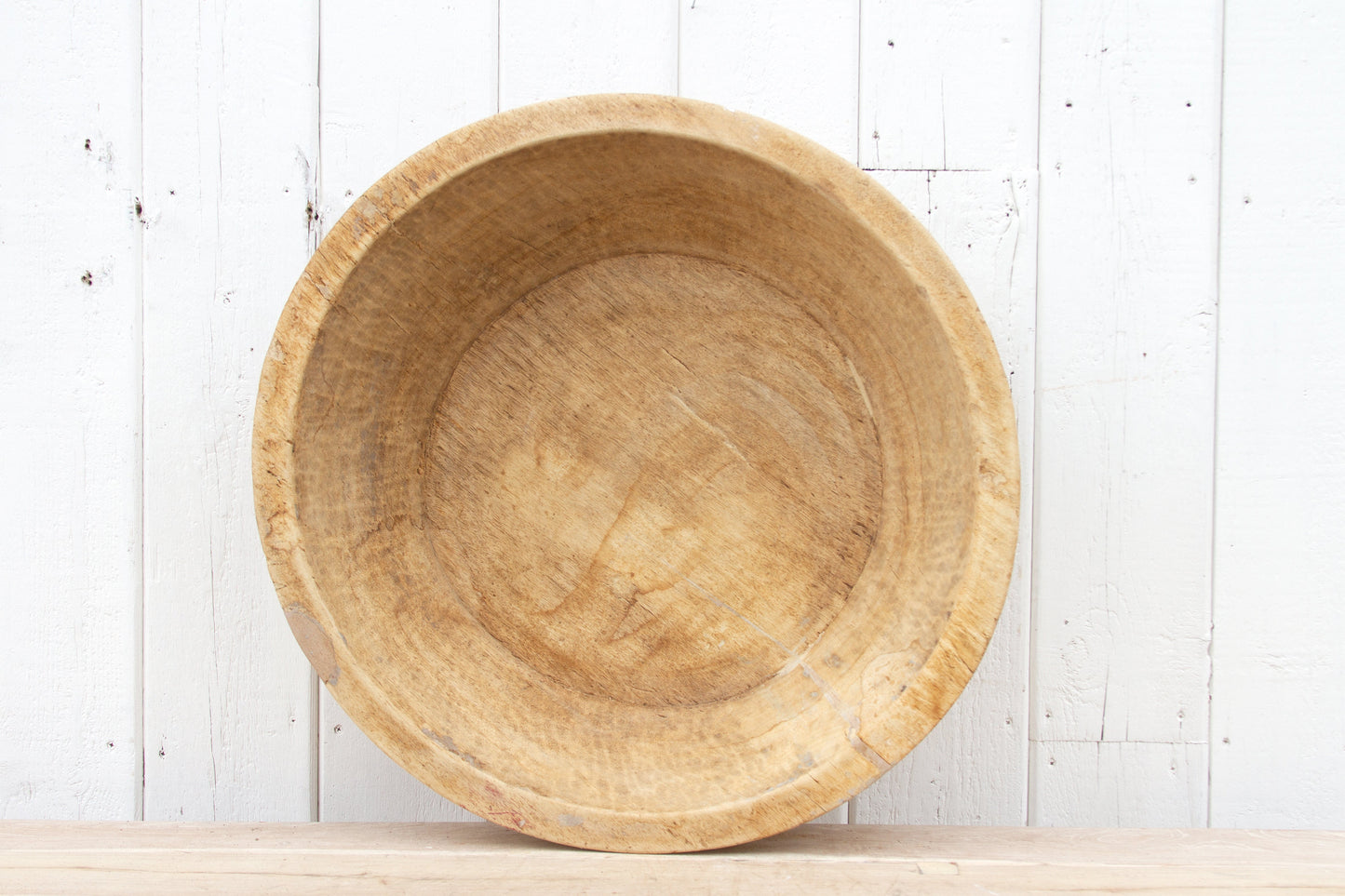 Grand French Farmhouse Bleached Wooden Bowl-Dough Bowl-tbgypsysoul