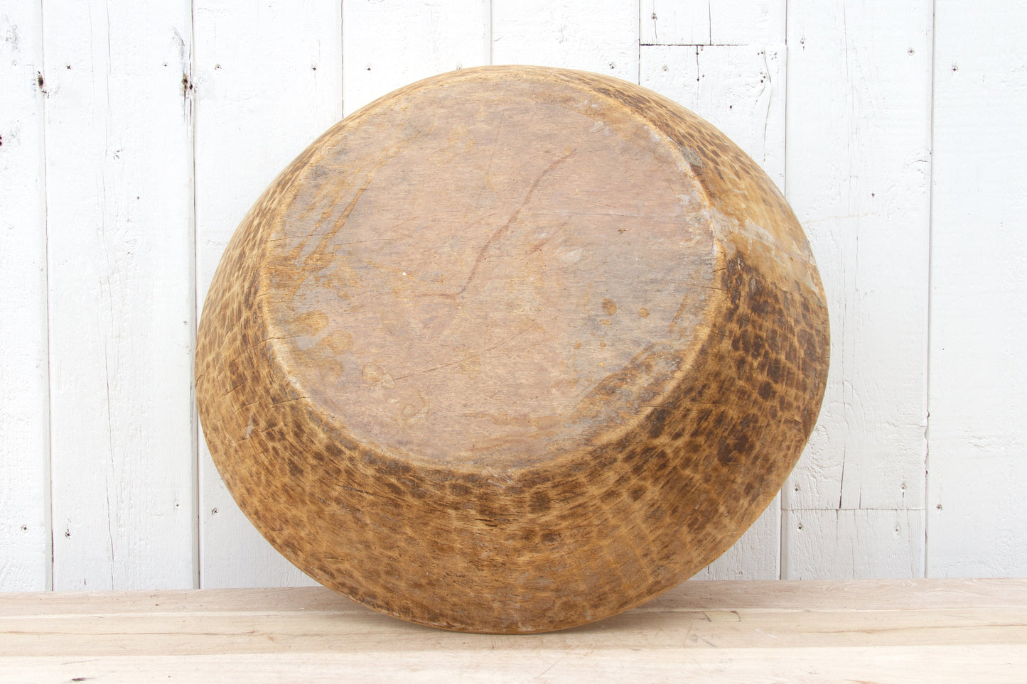 Grand French Farmhouse Bleached Wooden Bowl-Dough Bowl-tbgypsysoul